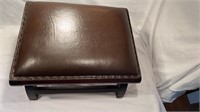 LEATHER TOP, WOODEN FRAMED, FOOTSTOOL