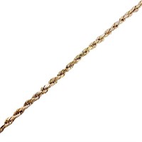 20" Rope Link Chain Necklace 10k Yellow Gold