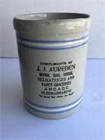 Vintage J.J Aureden Advertising Crock