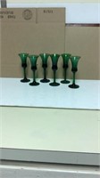 6 green stem glasses
