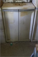 Short Two Door Cabinet with Contents of Chemicals