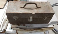 Vintage Metal Tool Box With Some Small Vintage