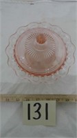Vintage Pink Depression Glass Covered Candy Dish