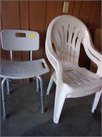 2 Plastic Lawnchairs & Shower Chair