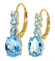 Natural 3.55 ct Swiss Blue Topaz Earrings