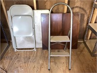 2 VTG Card Tables/Chair/Step Stool