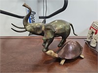 Brass Elephant & Turtle
