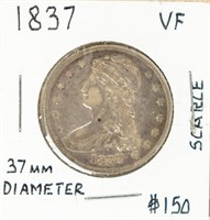 Coin 1837 Capped Bust Half Dollar-VF
