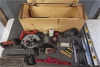 Wood Crate Full Of Power Tools & Hand Tools