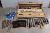 Wooden Toolbox Full Of Hand Tools