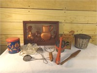 Vintage Kitchen Lot in Basket