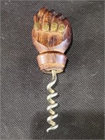 VTG Hand Carved Brass Nail Fist Cork Screw