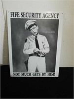 12.5 x 16 inch metal fife Security Agency sign