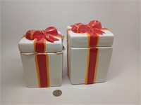 Two Ceramic Present Trinket Boxes