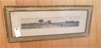 Antique framed landscape etching signed B. Co