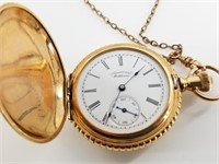 Gold filled pocket watch, opal seed pearls, by Ame