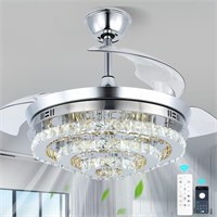 42" Dimmable Chandelier Fan Crystal Ceiling Fan