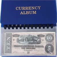 (11) Confederate States Notes in Album $5 & $10