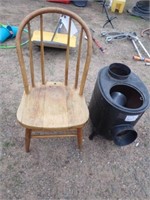 Jemco Wood Stove Decor + Vintage Bentwood Chair