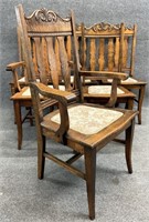 6 Antique Oak Dining Chairs