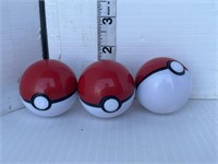 3 Pokémon balls w/ figures inside