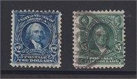 US Stamps #312-313 Used $2 and $5 high values of t