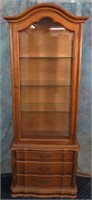 HAMMARY LIGHTED GOLD DISPLAY CABINET W/DRAWERS