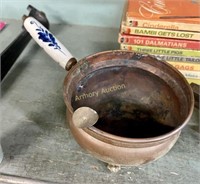 COPPER W/ PORCELAIN HANDLE ASHTRAY