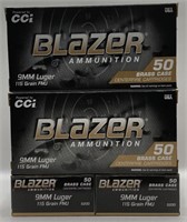 (OO) CCI Blazer Ammunition 9mm Luger Cartridges