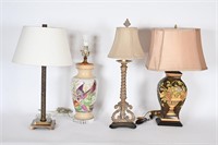 Vtg Hand Painted Cloisonne & Tuscan Style Lamps