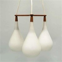 Mid-century 3-light hanging fixture - 30 1/2" drop