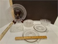 Daily Bread Pressed Glass Platter, Saucers, Bowl