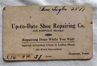Original Houston Texas 1920s Business Card