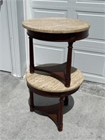 (2) Marble top coffee tables round