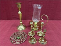 7 Pcs. Brass:  Baldwin Brass Candlestand, 5