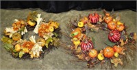 2 Autumn Grapevine Wreaths w/ Fall Decor