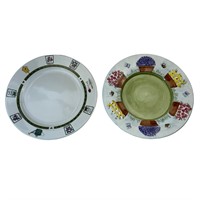 Decorative Garden-Themed Plates Pair