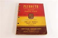 1929-1939 Original Plymouth Master Parts List