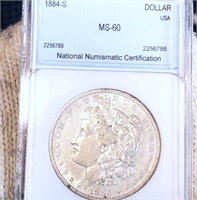 1884-S Morgan Silver Dollar NNC - MS60