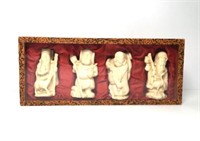 Carved Bone Asian Figurines in Box