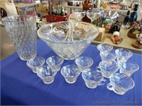 Glass Punch bowl set w/Flower Vase