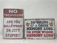 New Pair of Decorative Wall Hanging Tin Signs