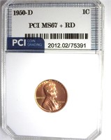 1950-D Cent MS67+ RD LISTS $1400