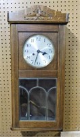 Oak Cased Beveled Glass Door Clock .