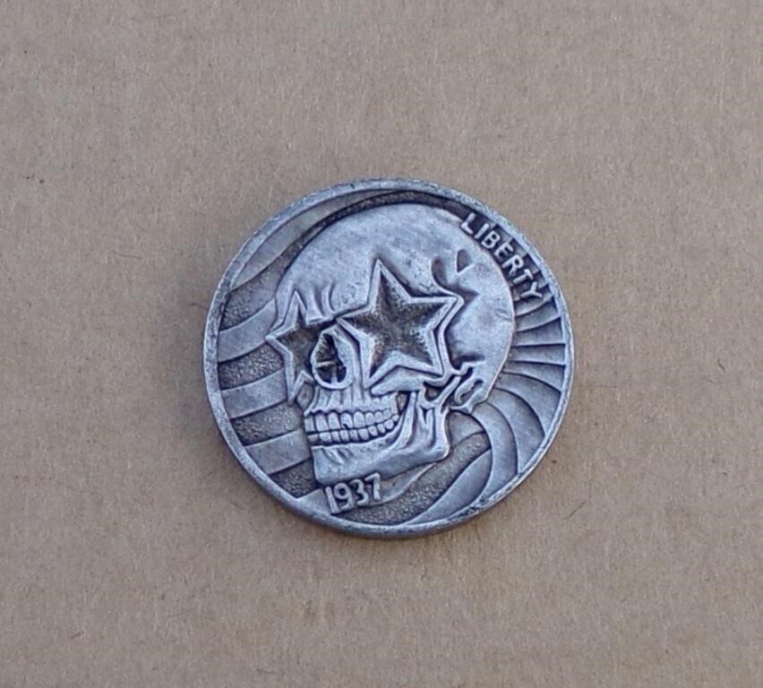 Skull Hobo Style Nickel Challenge Coin