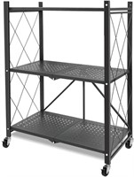 3-Tier Metal Storage Shelves with Wheels, Heavy Du