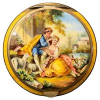 Austrian Antique Sterling Painted Gouache Compact