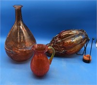 All Orange Or Amberina Decor Glass Pieces