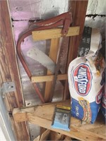 Shelf Lot to Include Saw, Charcoal Bags