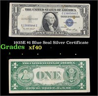 1935E $1 Blue Seal Silver Certificate Grades xf